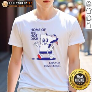 Nice Home Of The Hot Dish Minnesota Map T-Shirt featuring a flag design, perfect for state pride and resistance enthusiasts.