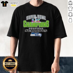 Official Seattle Seahawks Super Bowl XLVIII Champions 2026 logo T-shirt featuring bold team colors and iconic design.