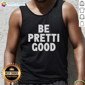 Model wearing a Hot Be Pretti Good Letter Tank Top in casual setting, showcasing stylish and trendy graphic design.