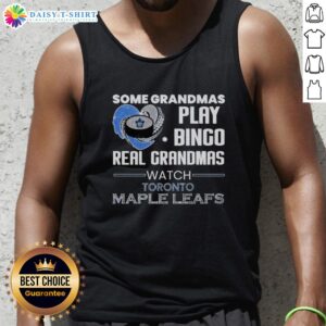 Official tank top featuring 'Some Grandmas Play Bingo, Real Grandmas Watch Toronto Maple Leafs' design for fans.