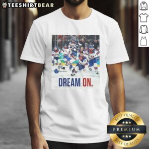 Alt Text: Team USA Men's Ice Hockey 2026 Winter Olympic Champions Moment T-Shirt showcasing vibrant design and team spirit.