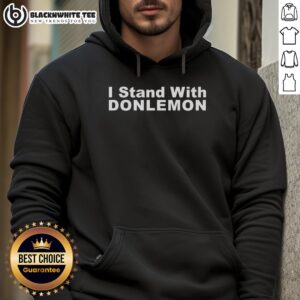 Alt Text: Support Don Lemon hoodie featuring 'I Stand With Don Lemon' slogan in bold letters, perfect for fans of the news anchor.