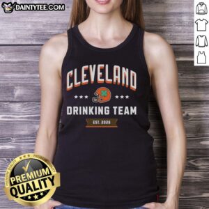 Alt Text: Awesome Cleveland Drinking Team Est 2026 helmet tank top design featuring bold graphics and vibrant colors.