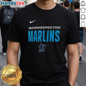 Nice Engineered Miami Marlins MLB logo t-shirt featuring vibrant graphics and comfortable fit for fans.