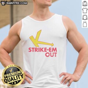 Funny Strike Em Out Tank Top featuring a humorous baseball design, perfect for sports enthusiasts and casual wear.