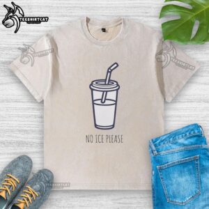 Original No Ice Please 2026 Cup washed t-shirt in soft fabric, perfect for casual wear and summer outings.