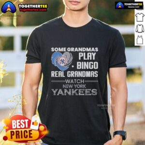 Awesome New York Yankees heart-shaped t-shirt for grandmas who prefer watching baseball over playing bingo.