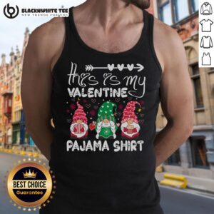 Awesome Valentine Gnome pajama tank top featuring a cute gnome design, perfect for Valentine's Day celebrations.