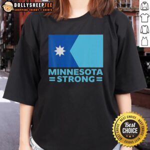 Good Minnesota Strong flag design on a stylish ladies tee, perfect for showcasing state pride and casual fashion.