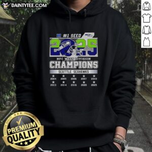 Alt Text: Premium Seattle Seahawks NFC West Division Championship 2025 hoodie featuring team colors and logo design.