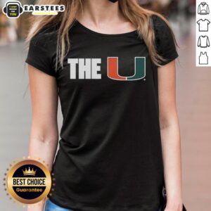 Hot Miami Hurricanes NCAA The U logo ladies tee, featuring vibrant colors and stylish design for fans.