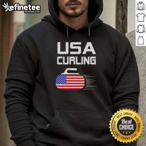 Official Curling USA Support Team hoodie featuring the American flag design, perfect for fans and athletes.