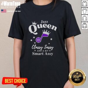 Classy and sassy Utah Jazz Queen crown ladies tee featuring a smart-assy design, perfect for basketball fans.