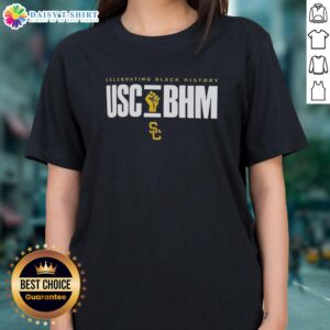 Hot USC Trojans History Month Tribute Ladies Tee featuring vibrant team colors and logo for proud fans.