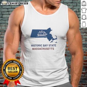 Top Historic Bay State Massachusetts Map Tank Top featuring a vintage map design, perfect for history and fashion lovers.