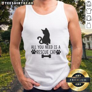 Alt Text: Awesome All You Need Is Rescue Cat Tank Top featuring a cute cat graphic, perfect for cat lovers and animal rescue advocates.