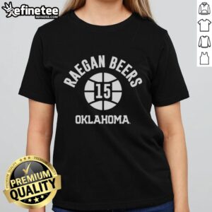 Pretty Oklahoma Sooners Basketball Raegan Beers #15 Name Number Ball T-Shirt - Image 5