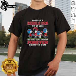 Peanuts Snoopy and Friends Forever Ole Miss Rebels Fan T-Shirt, celebrating loyalty win or lose with playful design.