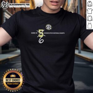 Top Sec Home Of 6 Consecutive National Champs T-Shirt featuring bold graphics celebrating championship success.