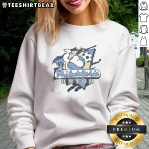Hot Peanuts Snoopy X Philadelphia Union sweatshirt featuring a playful design perfect for fans and casual wear.