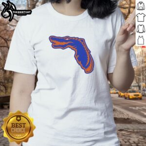 Official Florida Gators map logo mashup ladies tee featuring vibrant colors and team spirit for passionate fans.