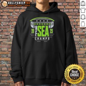 2025 Seattle Seahawks NF Champions hoodie featuring four stars design, perfect for fans celebrating the team's victory.