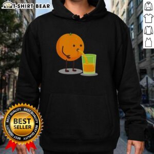 Alt Text: Cute cartoon character of orange juice wearing a hoodie, showcasing the 'Good Orange Juice Character Squeezed' design.