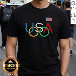 Nice USA Rings Olympic Logo T-Shirt featuring vibrant colors and bold design, perfect for sports fans and Olympic enthusiasts.