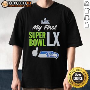Alt Text: Original Seattle Seahawks Super Bowl LX 2026 logo T-shirt showcasing team pride and commemorating the event.