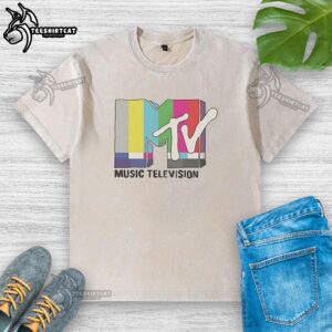 Official MTV Music Television static classic logo washed t-shirt, featuring a retro design and vibrant colors.