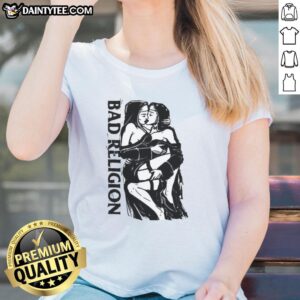 Good Bad Religion Naughty Nuns Ladies Tee featuring playful nun graphics and bold text for a fun fashion statement.