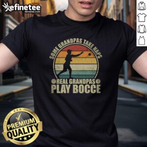 Funny 'Real Grandpas Play Bocce Ball' T-Shirt design featuring a playful graphic, perfect for grandfathers who love bocce.