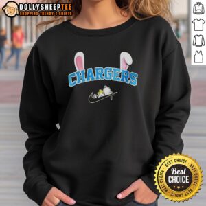 Official Los Angeles Chargers x Snoopy Happy Easter sweatshirt featuring vibrant graphics and cozy design for fans.