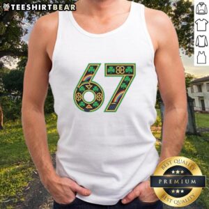 Stylish St. Patrick's Day tank top featuring a vibrant Irish clover shamrock graphic for festive celebrations.