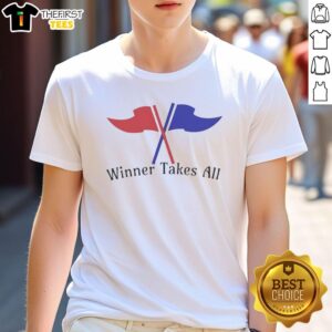 Alt Text: Nice Winner Takes All Flag T-Shirt featuring bold graphics and vibrant colors, perfect for patriotic celebrations.
