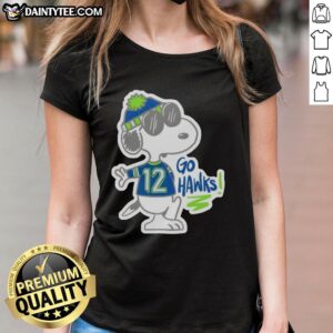 Awesome Snoopy in a Seattle Seahawks outfit on a ladies tee, perfect for game day. Go Hawks!
