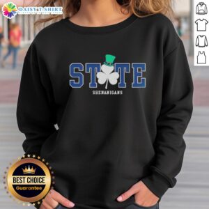 Nice State Shenanigans Irish Green Sweatshirt featuring a vibrant design perfect for St. Patrick's Day celebrations.
