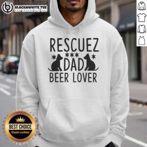 Top Rescuez Dad Beer Lover Rescue Dog Hoodie featuring a cozy design for dog-loving dads who enjoy beer.