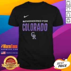 Alt Text: Awesome Engineered For Colorado Rockies MLB logo t-shirt featuring a stylish design and vibrant team colors.