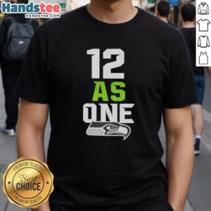 Official Seattle Seahawks 12 As One Super Bowl LX Champions 2026 T-Shirt featuring team logo and celebration graphics.