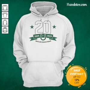 Original Baylor Equestrian 20 Years 2005-2025 Hoodie showcasing vibrant design celebrating Baylor's equestrian program.