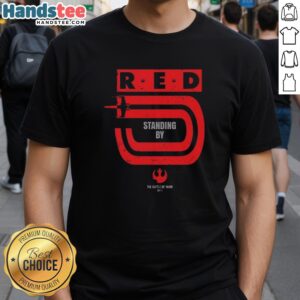 Awesome Red 5 Standing By Yavin Star Wars T-Shirt featuring iconic design for fans of the Star Wars franchise.