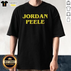 Original Jordan Peele Name Logo T-Shirt featuring bold typography on a stylish black fabric for fans and collectors.