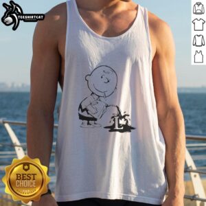 Official Charlie Brown political caricature tank top featuring a playful design perfect for fans of Peanuts and satire.