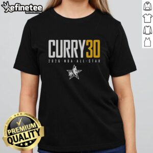 Original Steph Curry Golden State Warriors 2026 NBA All-Star Elite Ladies Tee featuring vibrant team colors and logo.