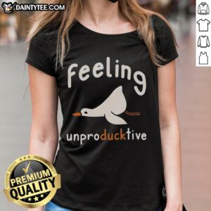 Funny Feeling Unproductive Duck Ladies Tee design featuring a humorous cartoon duck, perfect for casual wear and laughter.