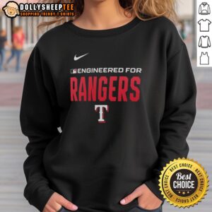 Official Engineered for Texas Rangers MLB Logo Sweatshirt in navy blue, perfect for fans and casual wear.