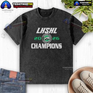 Alt Text: Top LHSHL Lakewood Ranch Champions 2026 logo on a washed t-shirt, perfect for fans and supporters.