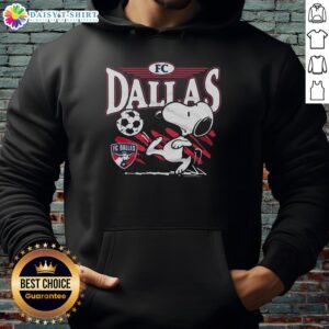 Pretty Peanuts Snoopy X FC Dallas hoodie featuring colorful graphics and a cozy design, perfect for fans.
