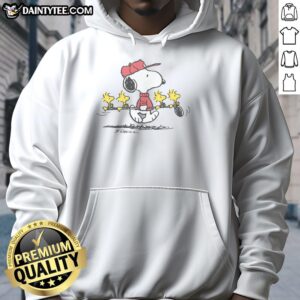 Alt Text: Cute Peanuts Snoopy and Woodstock friends golf hoodie featuring vibrant colors and playful cartoon design.